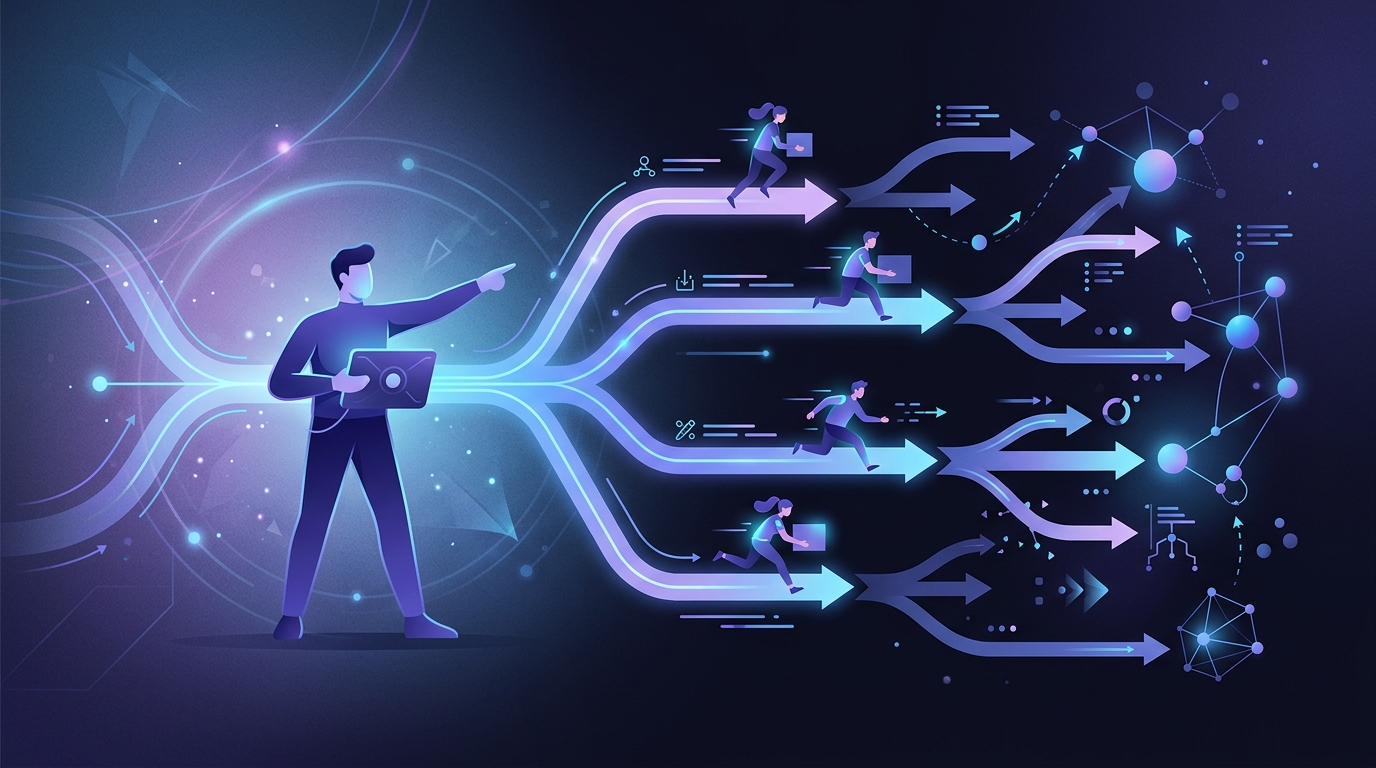 Conceptual visual: Claude Code dispatching parallel subagents