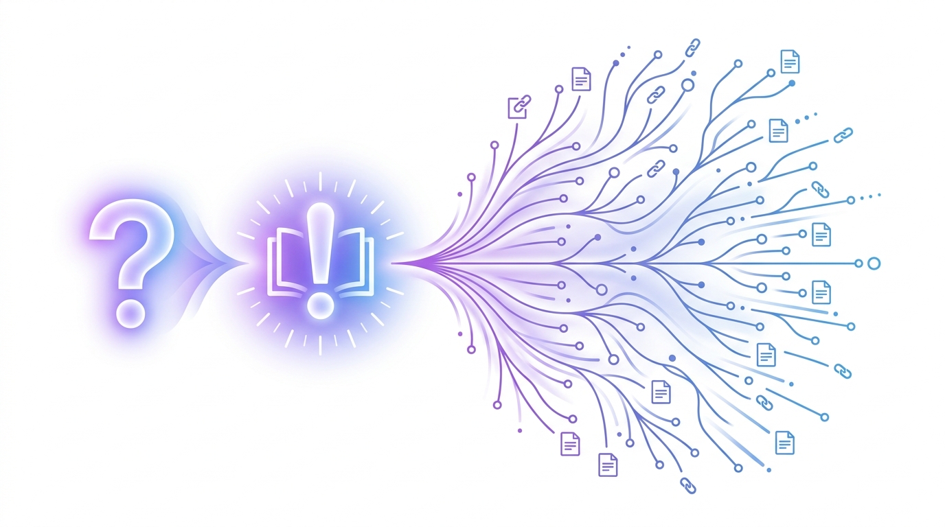 Conceptual visual: Perplexity AI's question-to-cited-answer flow